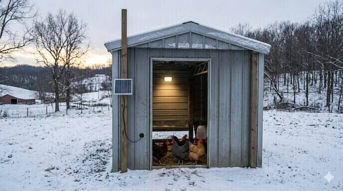 How to Add Winter Lighting to a Remote Metal Chicken Coop